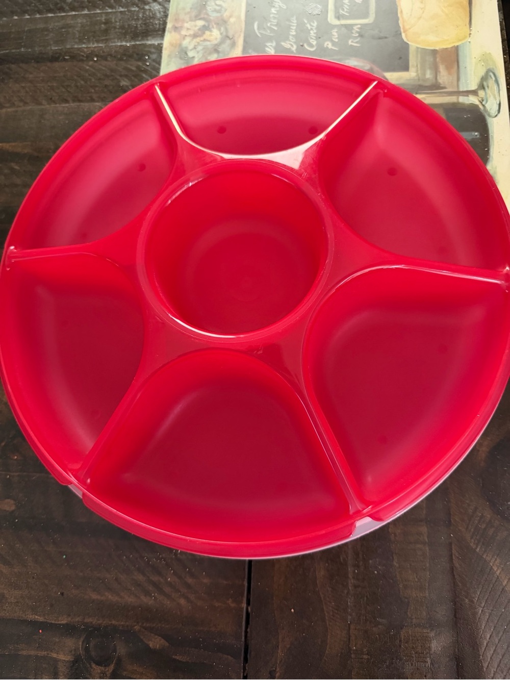 Round 6-Section Red Snack Server - Picture 3 of 3